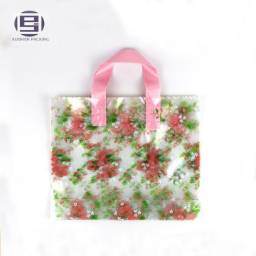 Bolso hermoso de la manija del lazo de la flor de la impresión transparente para hacer compras